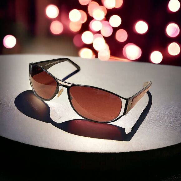 Vintage LANVIN Aviator Sunglasses Burgundy Black Case Cloth LV 2101 C 03 France main image 8
